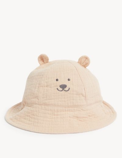 Kids' Pure Cotton Bear Sun Hat (0-6 Yrs)
